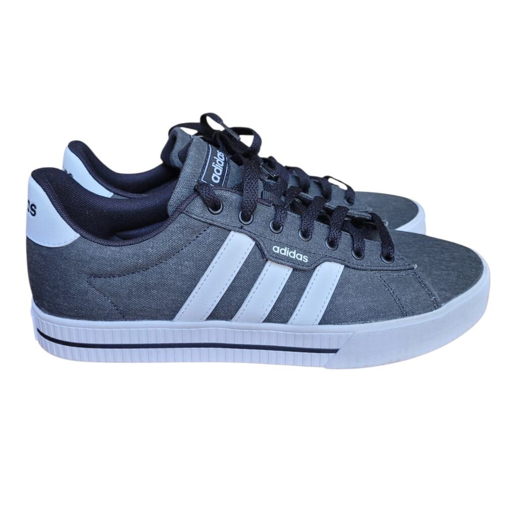 adidas Daily 3.0 Black/Dark Gray White Canvas Men's 9.5 FW7033 Skate Shoes